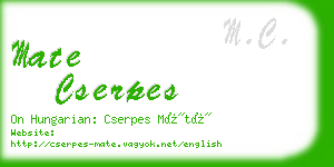 mate cserpes business card